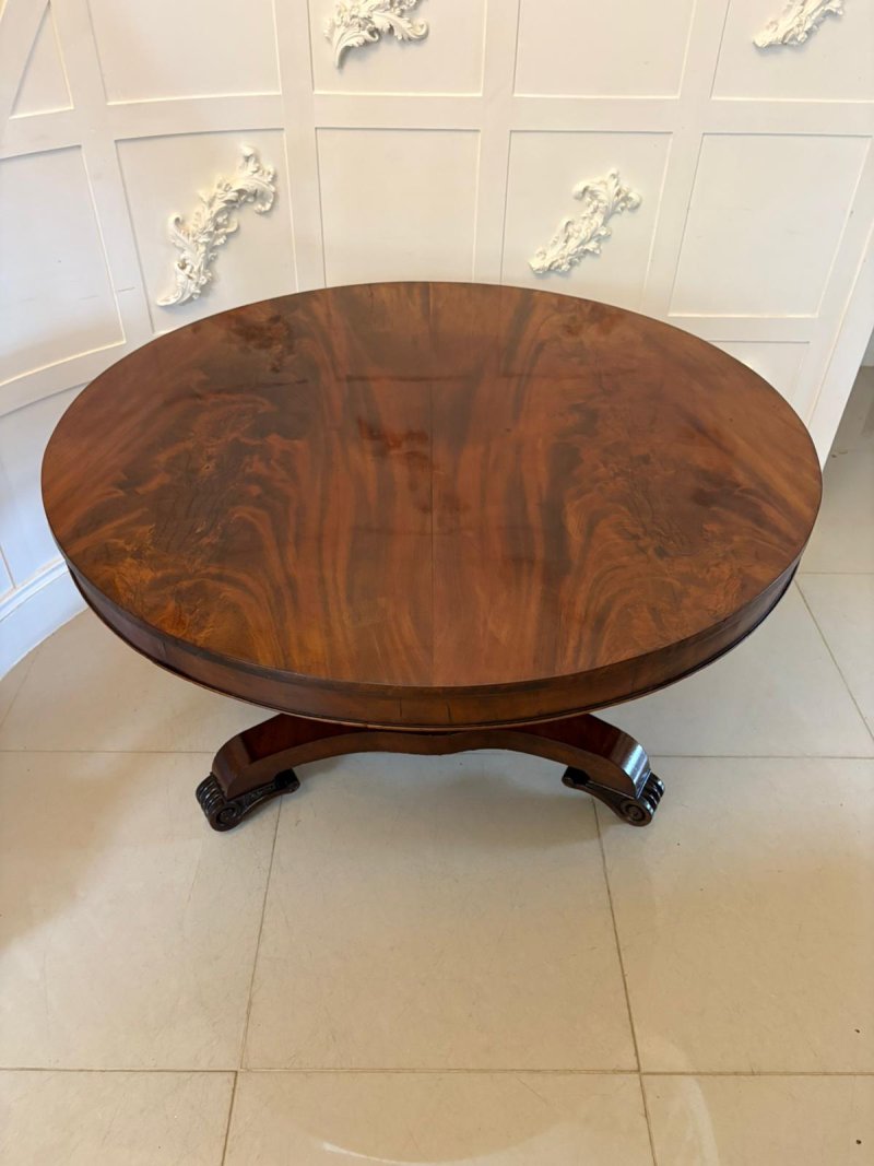 Antique Regency 6 Seater Quality Figured Mahogany Circular Dining Table - Image 5